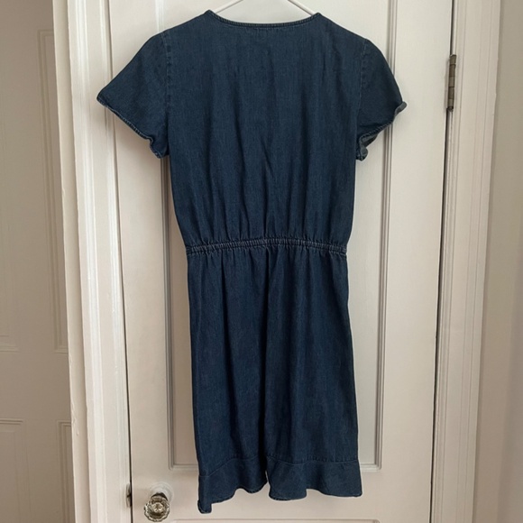 J. Crew Factory | Chambray ruffle faux-wrap dress - Picture 3 of 5